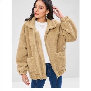 Zaful Zip Up Teddy Coat